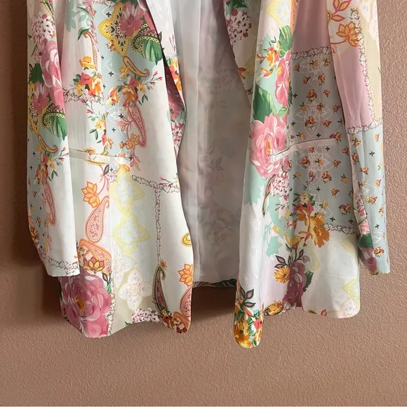 Eloquii Satin Floral and Paisley Blazer Jacket Size 20 NWT