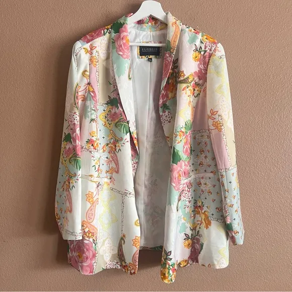 Eloquii Satin Floral and Paisley Blazer Jacket Size 20 NWT