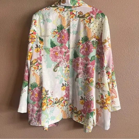 Eloquii Satin Floral and Paisley Blazer Jacket Size 20 NWT