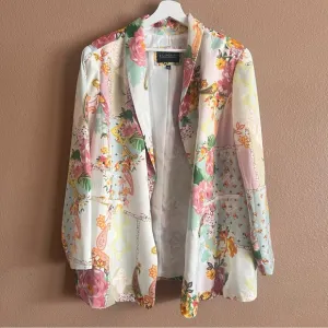 Eloquii Satin Floral and Paisley Blazer Jacket Size 20 NWT