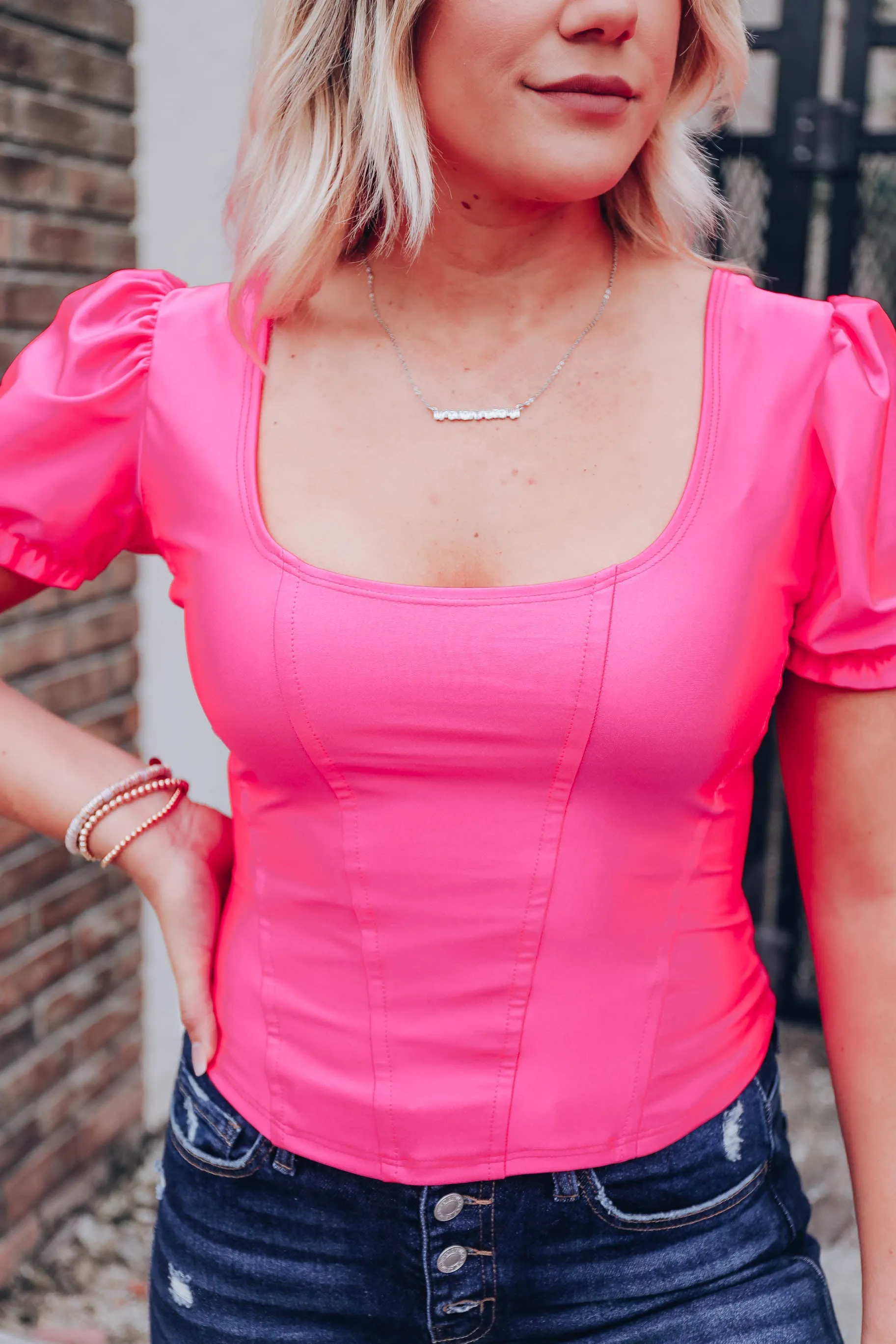 Elsie Corset Top - Pink