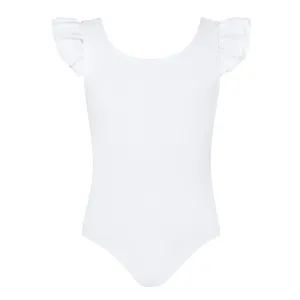 Emery Frill Sleeve Leotard | White | Child