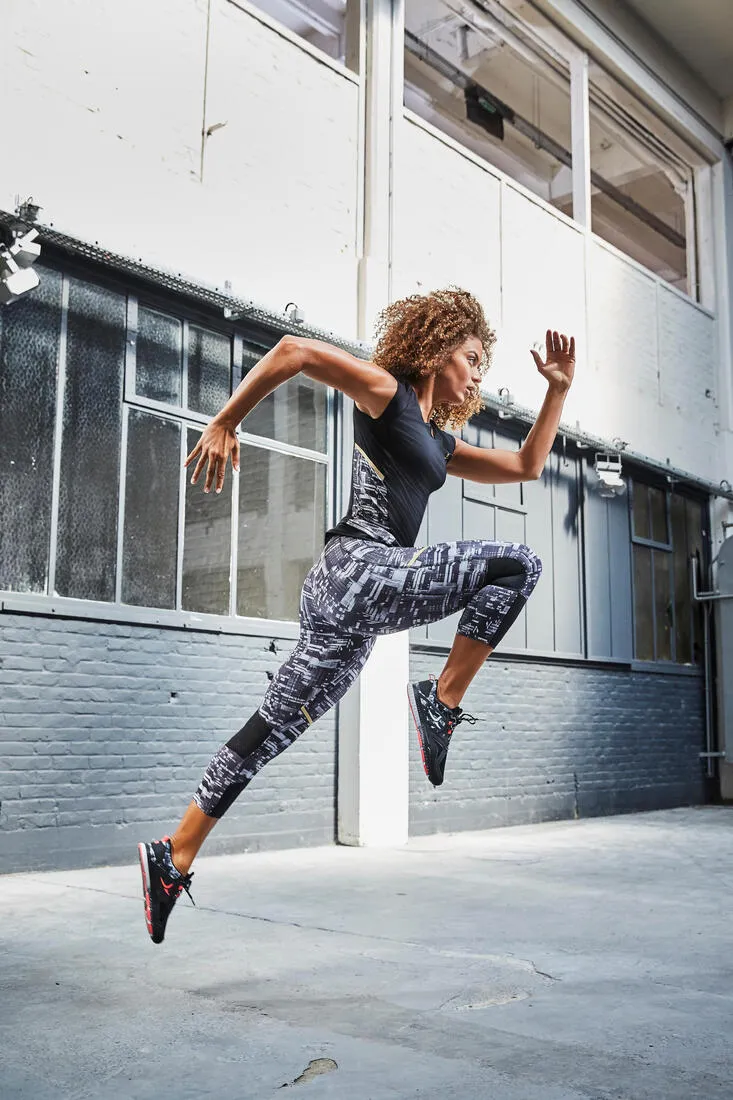 Energy Xtrem Women's Breathable Cardio 7/8 Leggings - Black / White Print