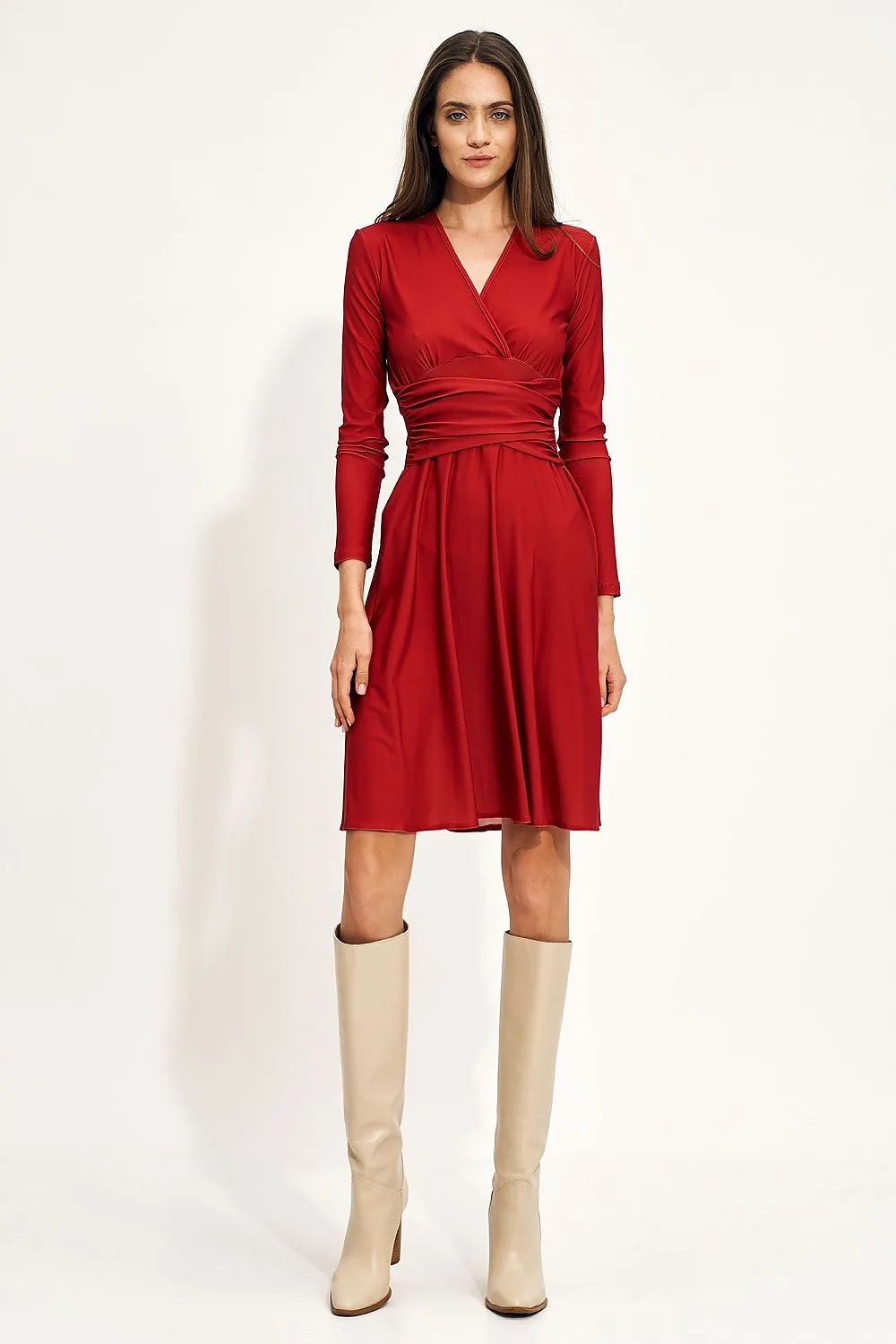 Envelope Neck Midi Dress