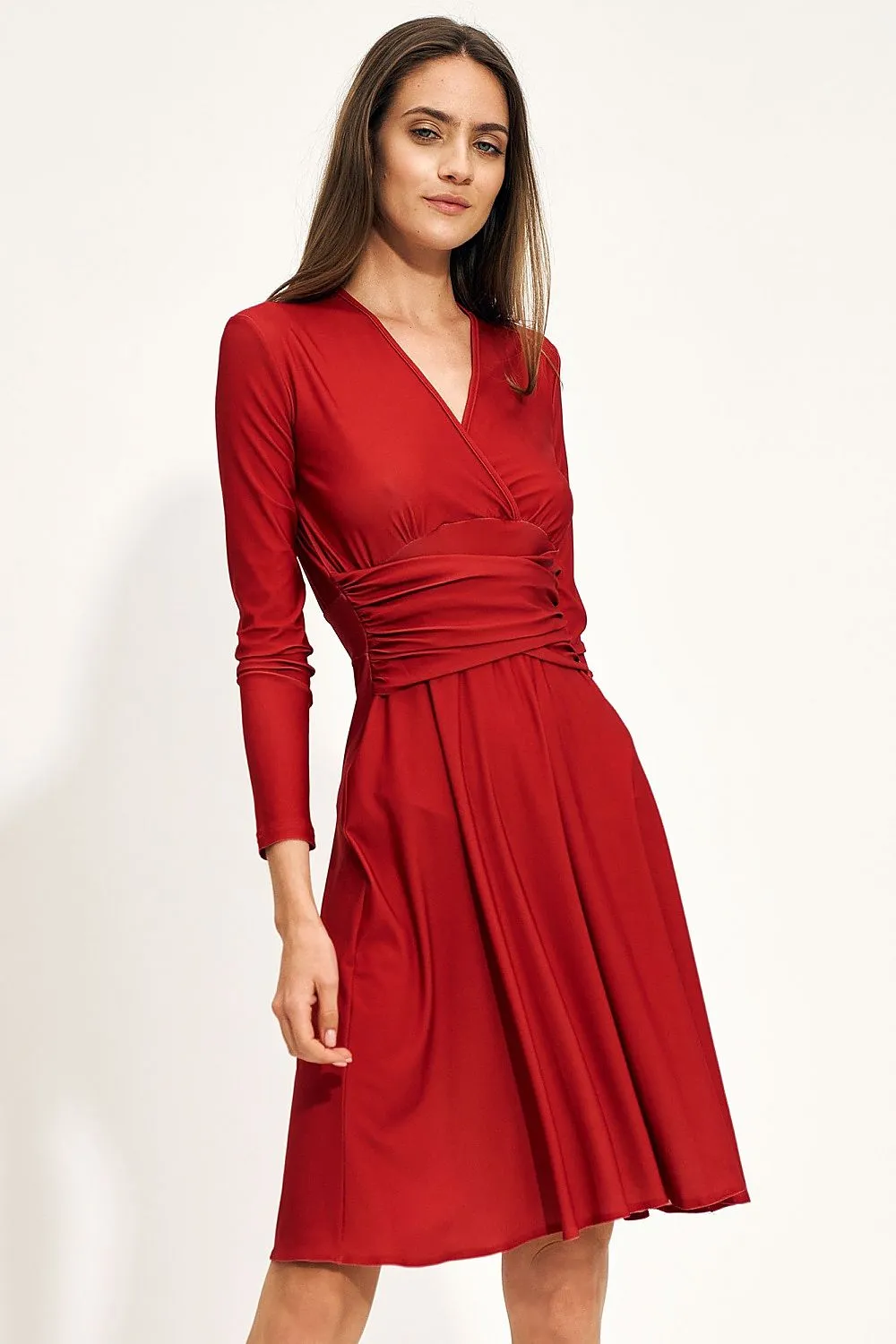 Envelope Neck Midi Dress