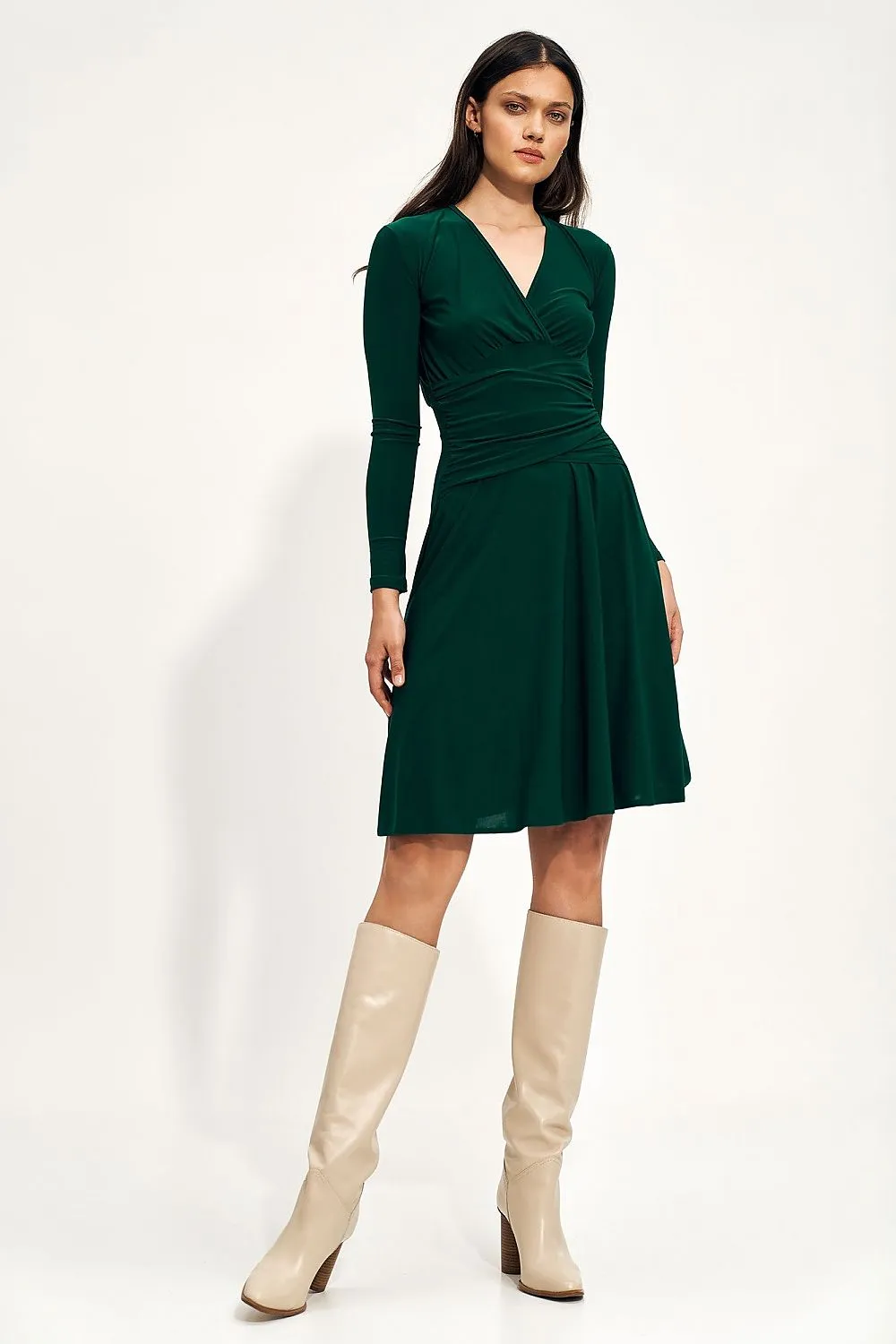 Envelope Neck Midi Dress