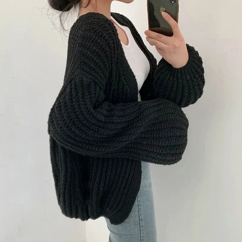 Estelle™ | Casual Solid Color Lanter Sleeve Cardigan Sweater