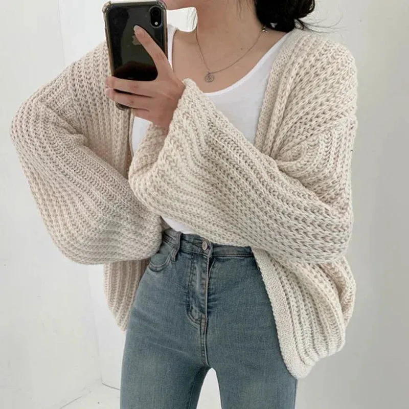 Estelle™ | Casual Solid Color Lanter Sleeve Cardigan Sweater