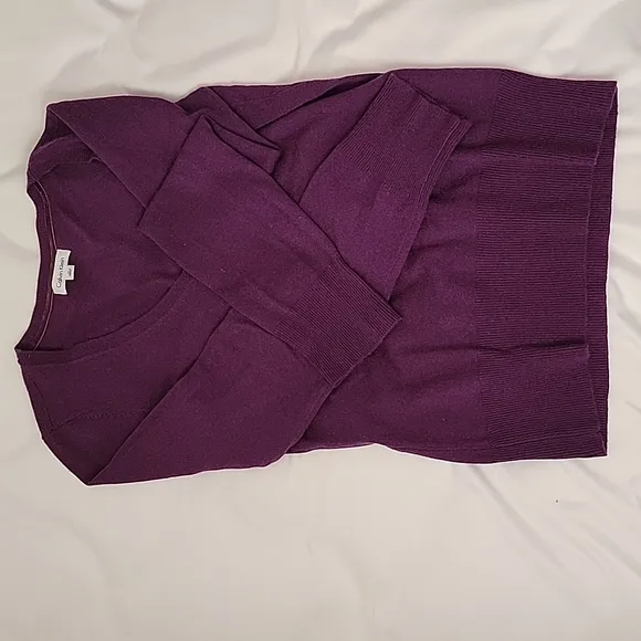 EUC 100% Cashmere Women's Calvin Klein Cozy Warm Round Neck Form Fitting Sweater
