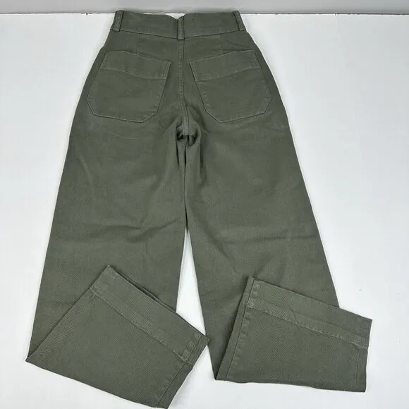 Everlane Women's NWT Kambaba Green The Twill Wide-Leg Pant 00/W24.25/L28.25