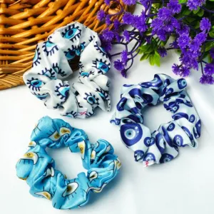 Evil Eye Printed Scrunchies Set of 3