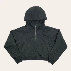 Faith 1/2 Zip Crop Hoodie - Dark Charcoal Grey