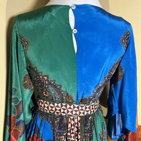 Farm for Anthropology Women's Small Petite  Peasant Dress 100% Silk