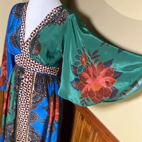 Farm for Anthropology Women's Small Petite  Peasant Dress 100% Silk