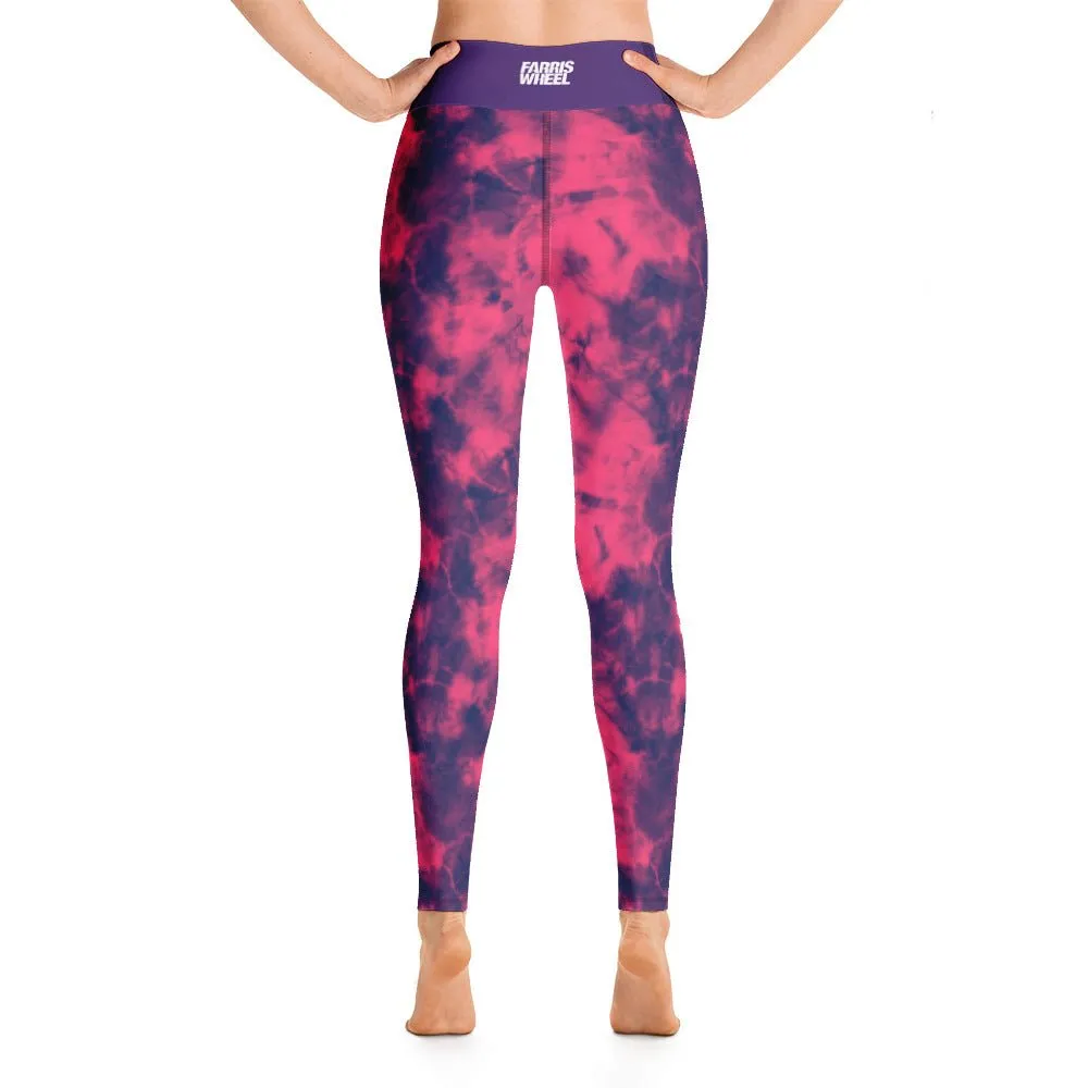 Farris Wheel Tie-Dye Yoga Leggings (Pink-Purple)