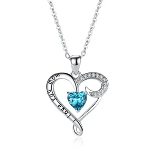 Fashionable Simple Ladies Love Blue Diamond Pendant