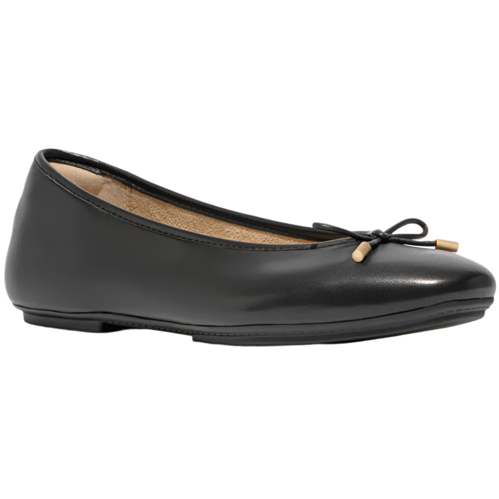 FitFlop Delicato Bow Soft Leather Black Ballerina Shoes