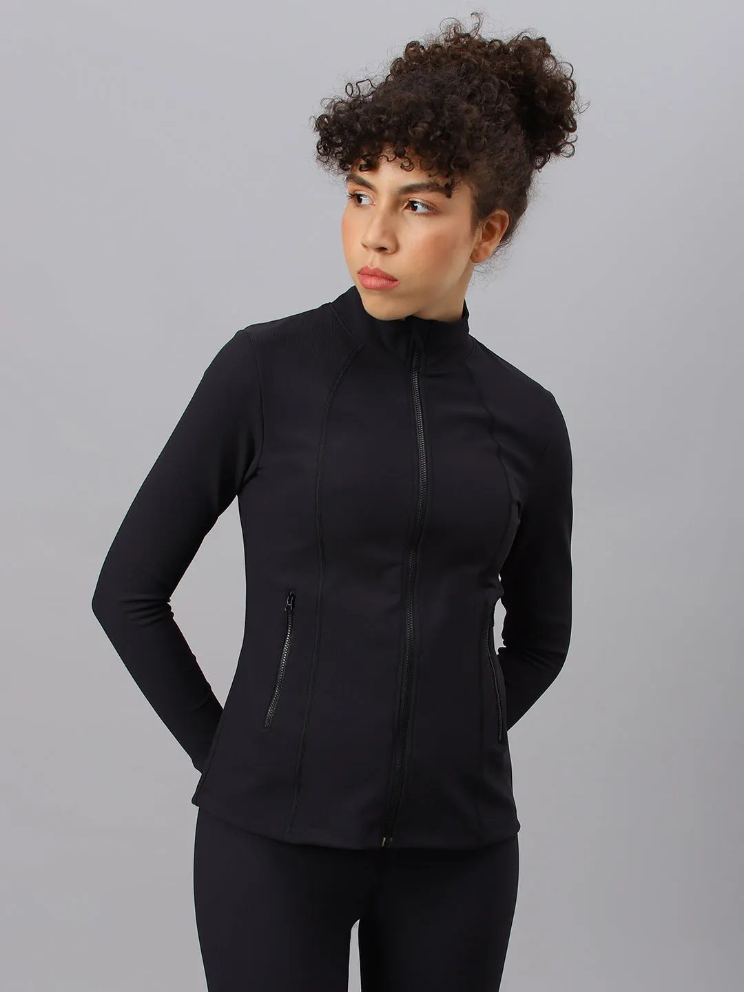 Fitkin Women's Black Rib Jacket