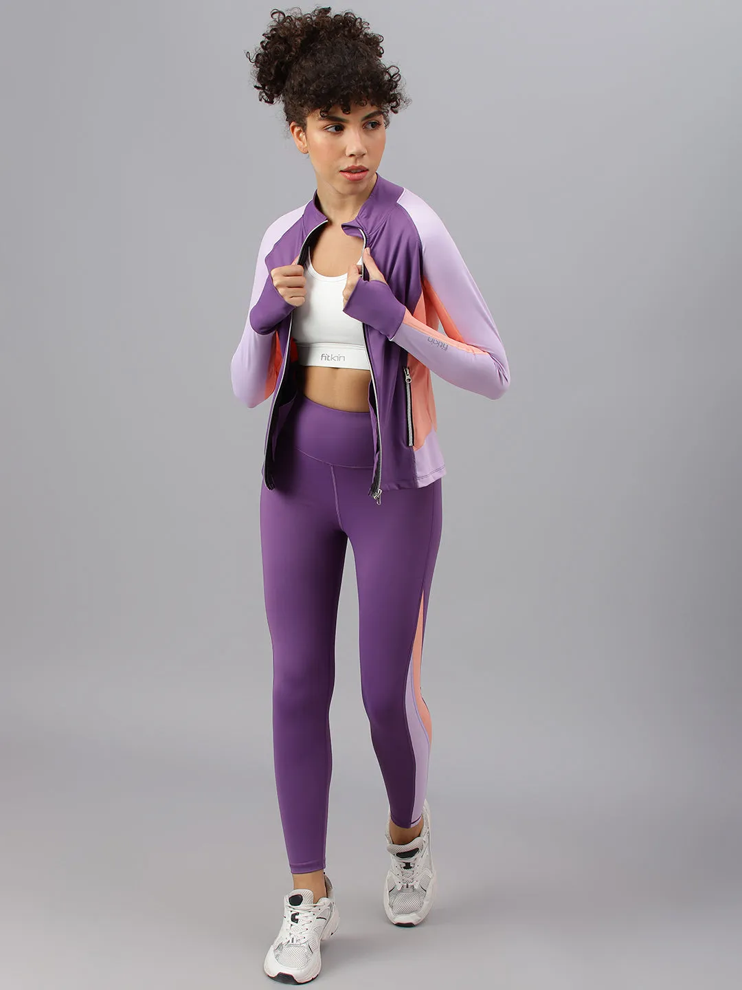 Fitkin Women's Purple Colorblock Jacket