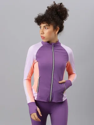 Fitkin Women's Purple Colorblock Jacket