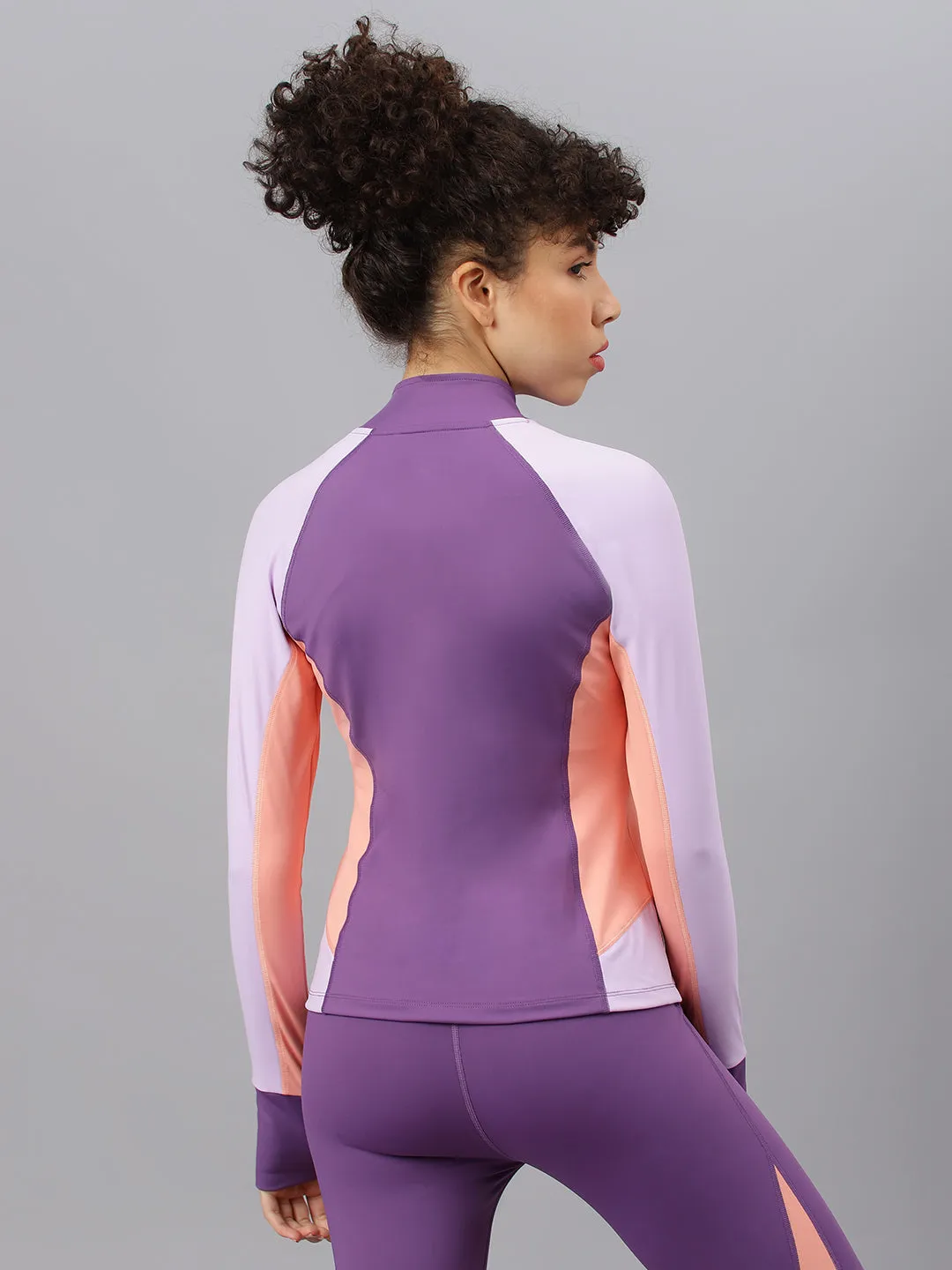 Fitkin Women's Purple Colorblock Jacket
