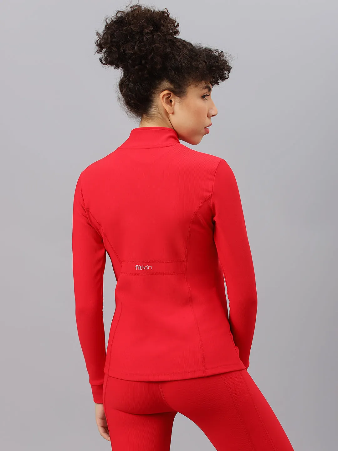 Fitkin Women's Red Rib Jacket