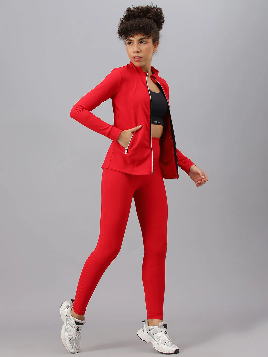 Fitkin Women's Red Rib Jacket