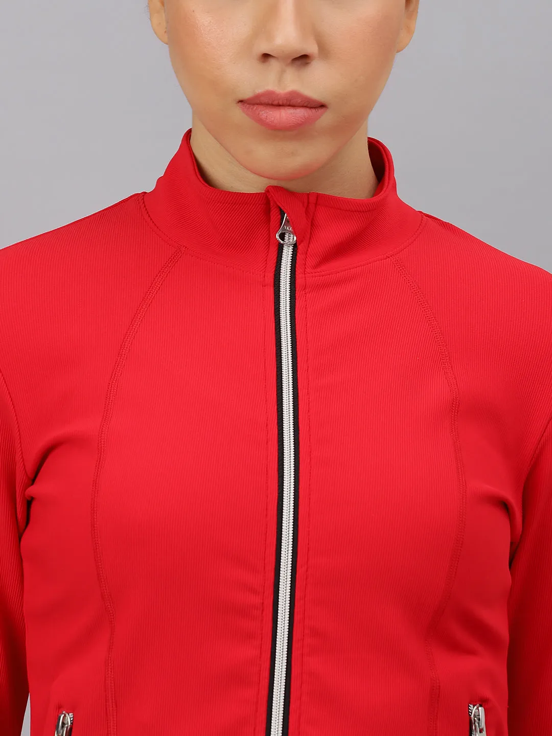 Fitkin Women's Red Rib Jacket