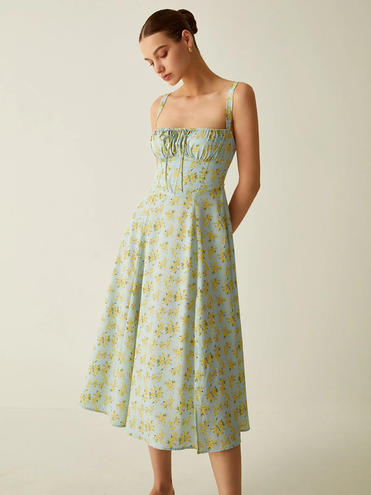 Floral Breeze™ | Women's Floral Midi Dress | Lightweight, Breathable Fabric & Stylish Split Detail