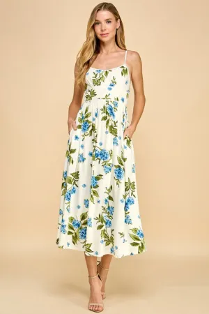 Floral Print Scoop Neckline Spaghetti Strap Dress