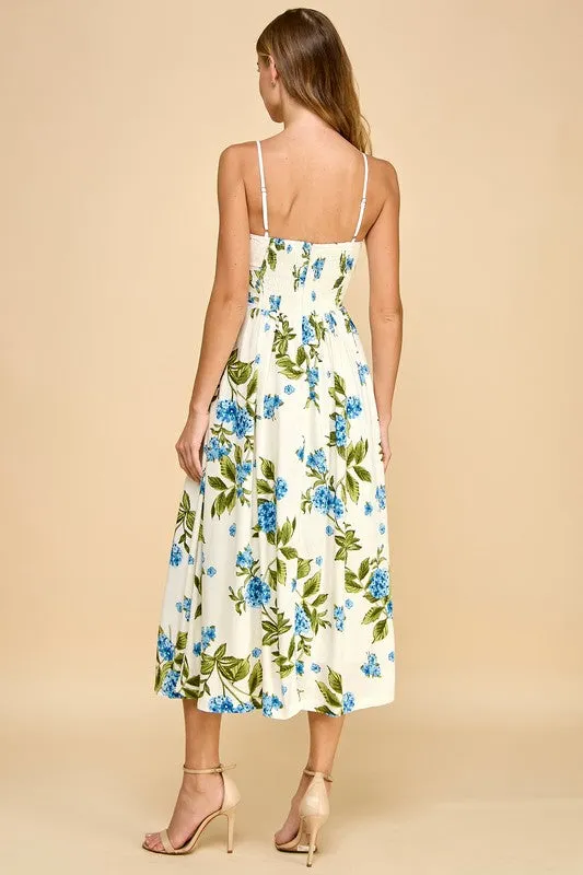 Floral Print Scoop Neckline Spaghetti Strap Dress