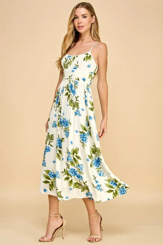 Floral Print Scoop Neckline Spaghetti Strap Dress