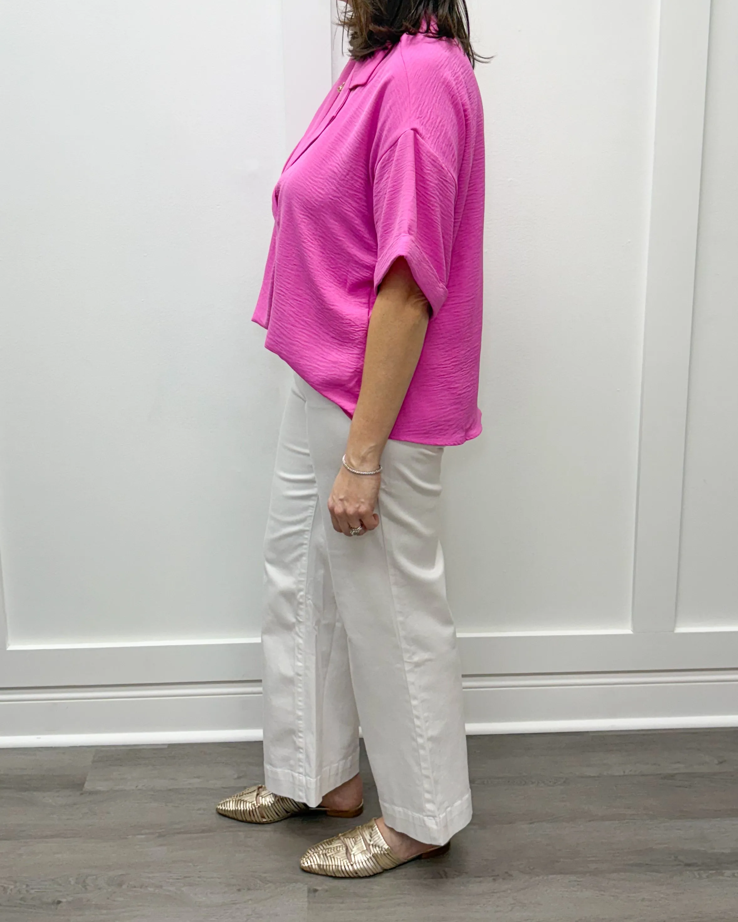 Flowy Popover S/S Shirt - Flamingo