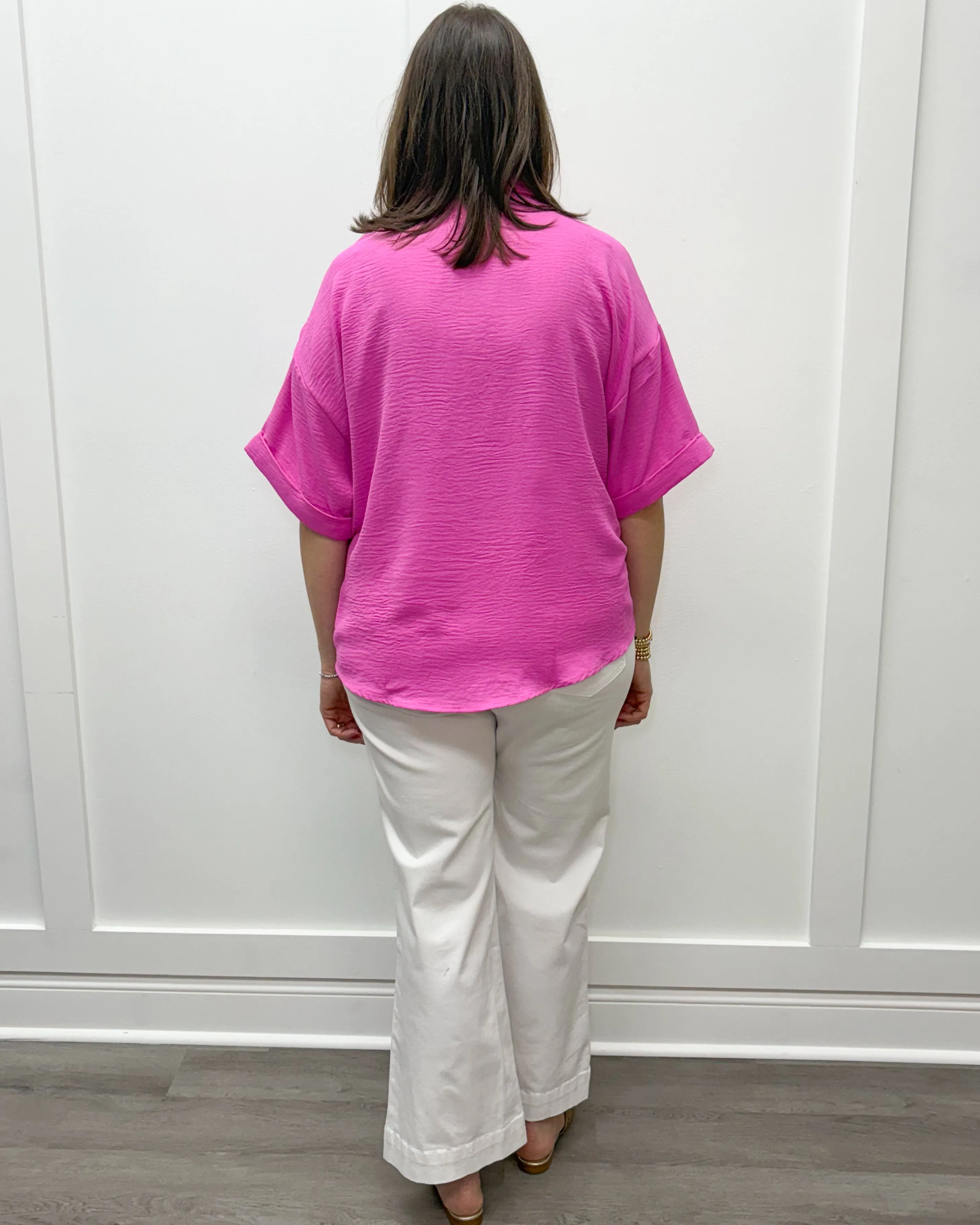 Flowy Popover S/S Shirt - Flamingo