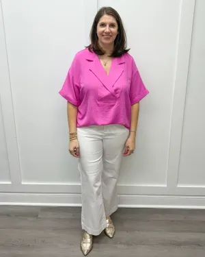 Flowy Popover S/S Shirt - Flamingo