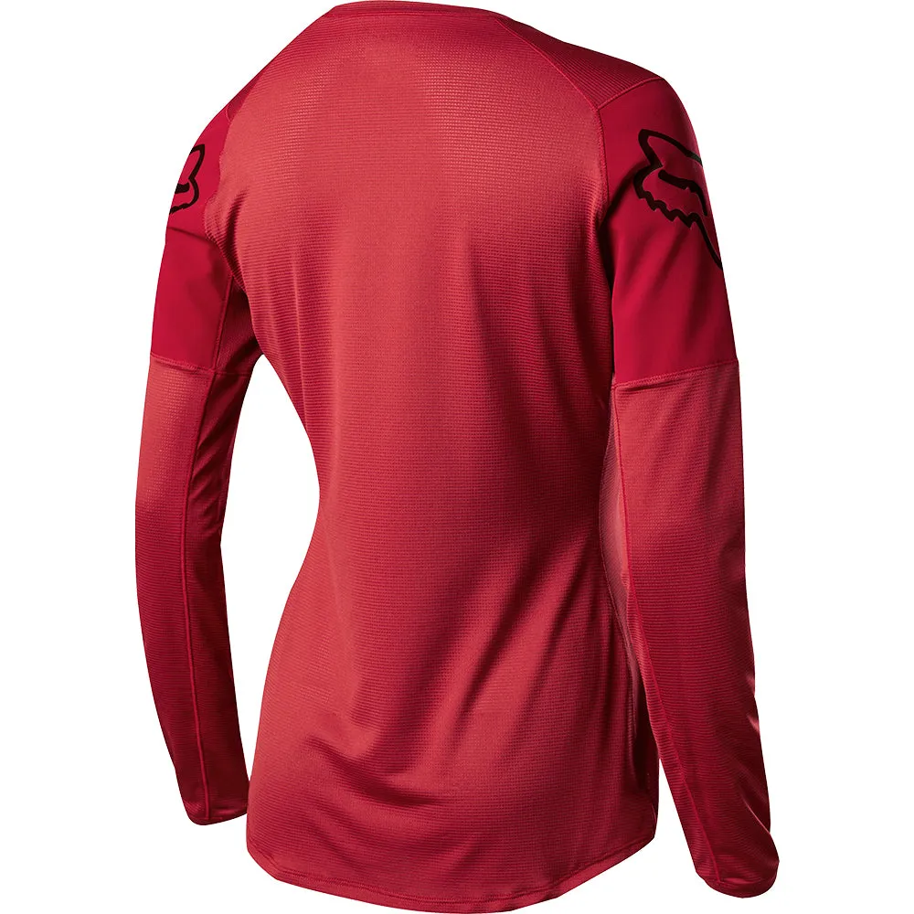 Fox Womens Flexair Ls Jersey - Cardinal XL