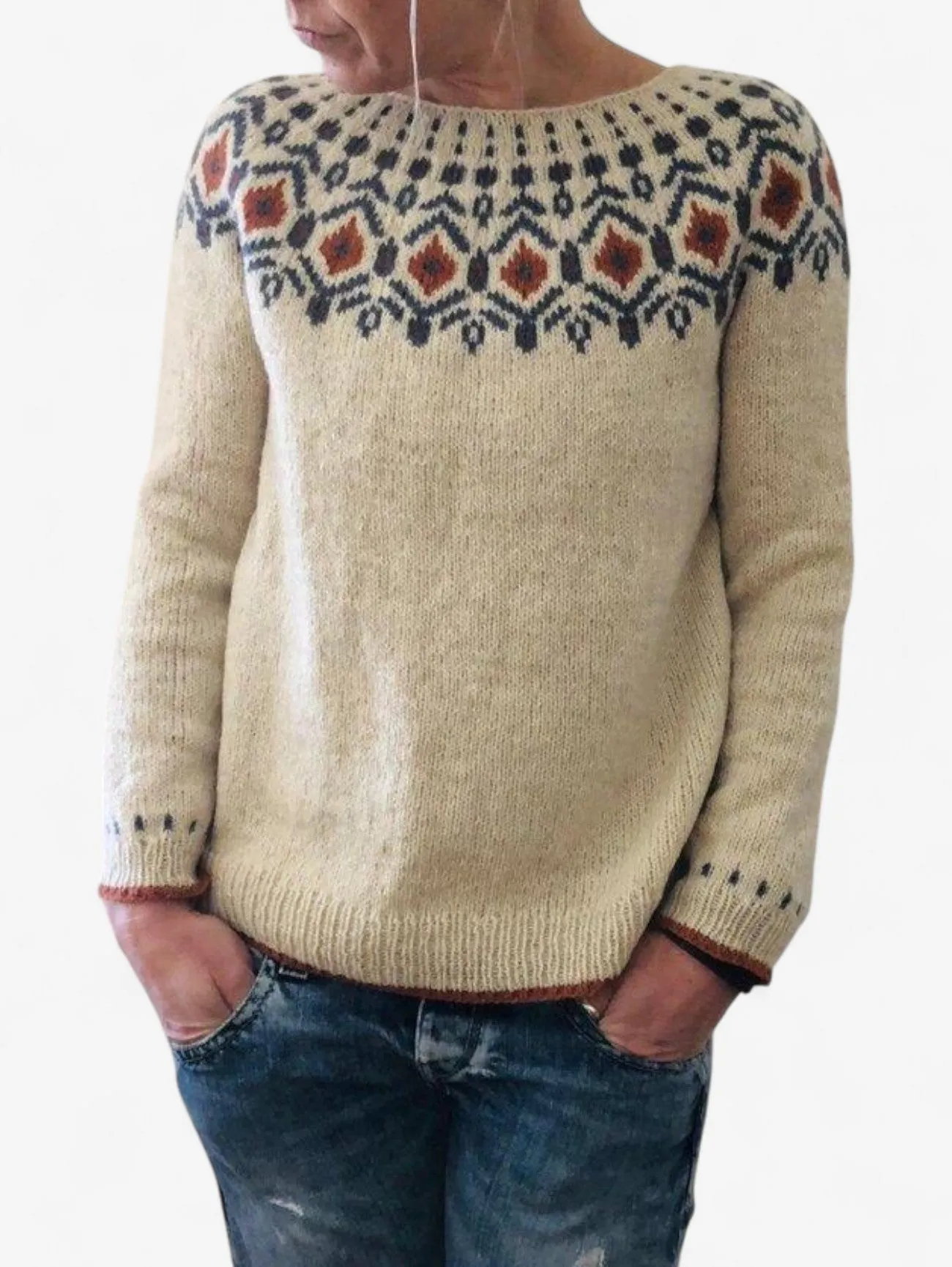 Foxes | Women's Casual Fair Isle Knit Winter Sweater