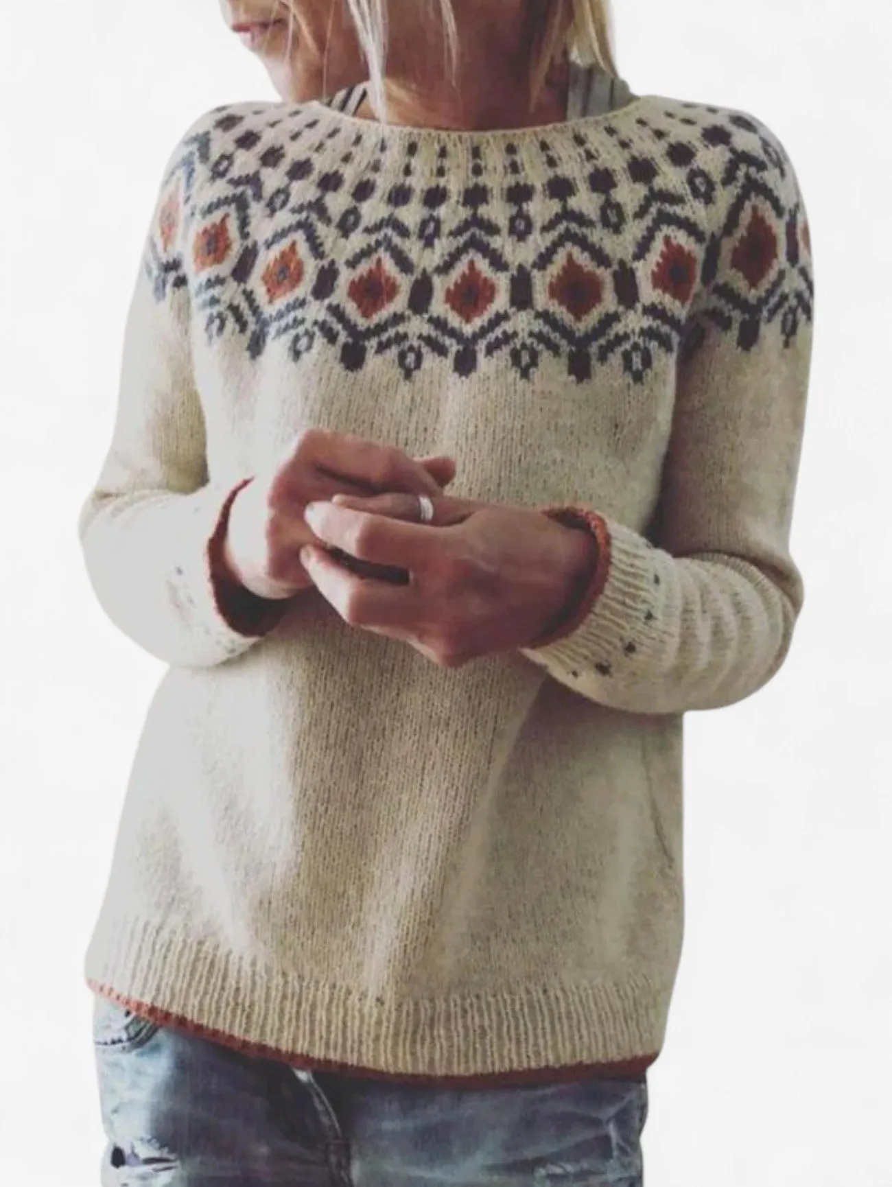 Foxes | Women's Casual Fair Isle Knit Winter Sweater