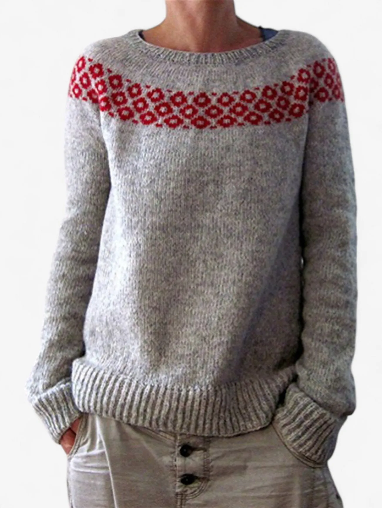 Foxes | Women's Casual Fair Isle Knit Winter Sweater