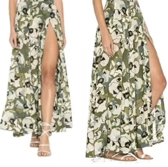 Free People Hot Tropics woven maxi with thigh high split. Women's 0