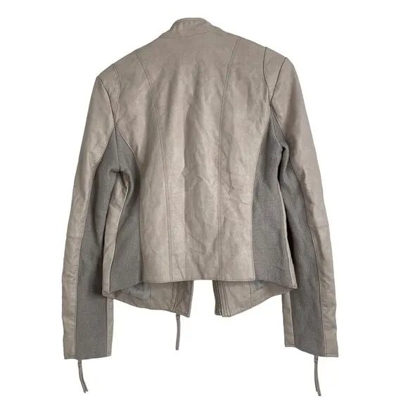 Free People Womens Size 6 Small Faux Leather Moto Jacket Blush Zip Detail 6827