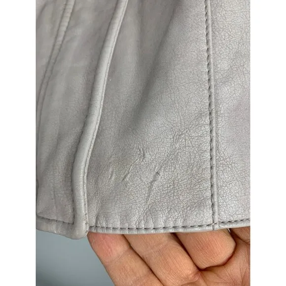 Free People Womens Size 6 Small Faux Leather Moto Jacket Blush Zip Detail 6827