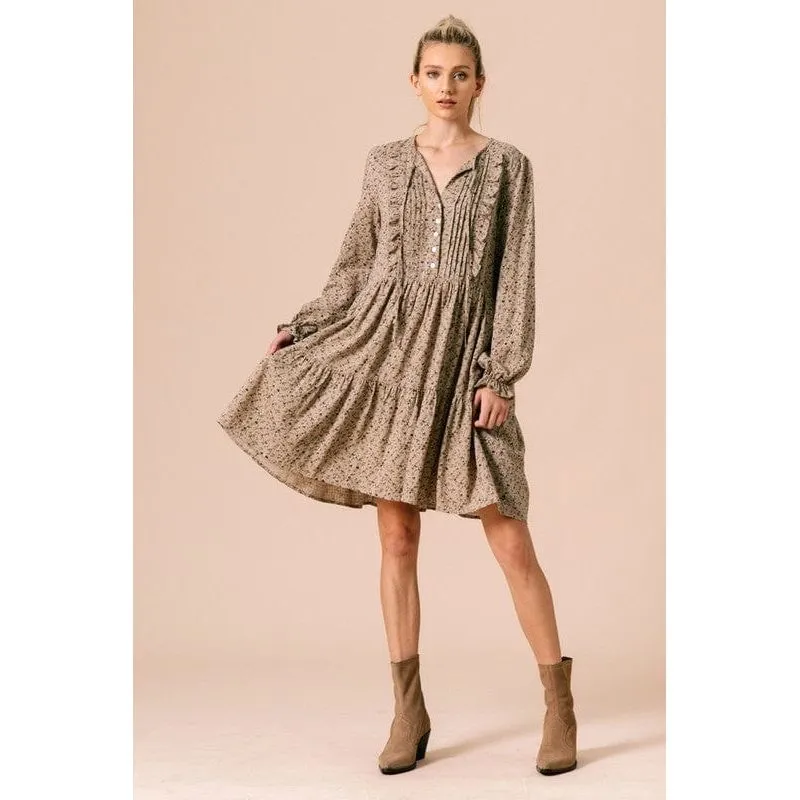 Frilled Printed Dress