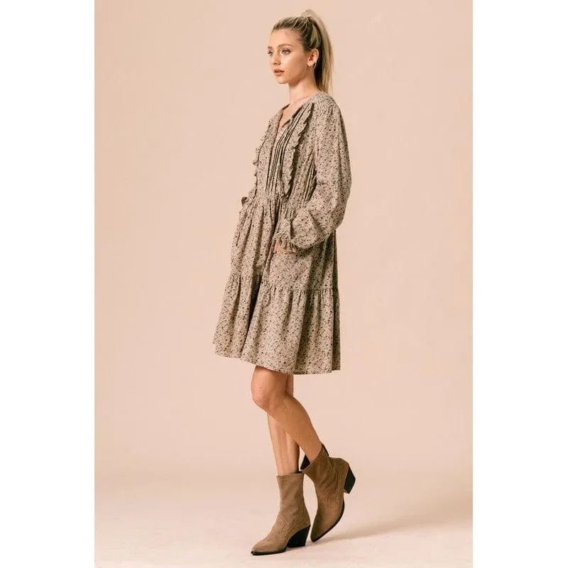 Frilled Printed Dress
