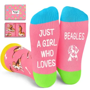 Funny Beagles Socks for Girls - Crazy Beagles Gifts Silly Fun Weird Gifts In Pink