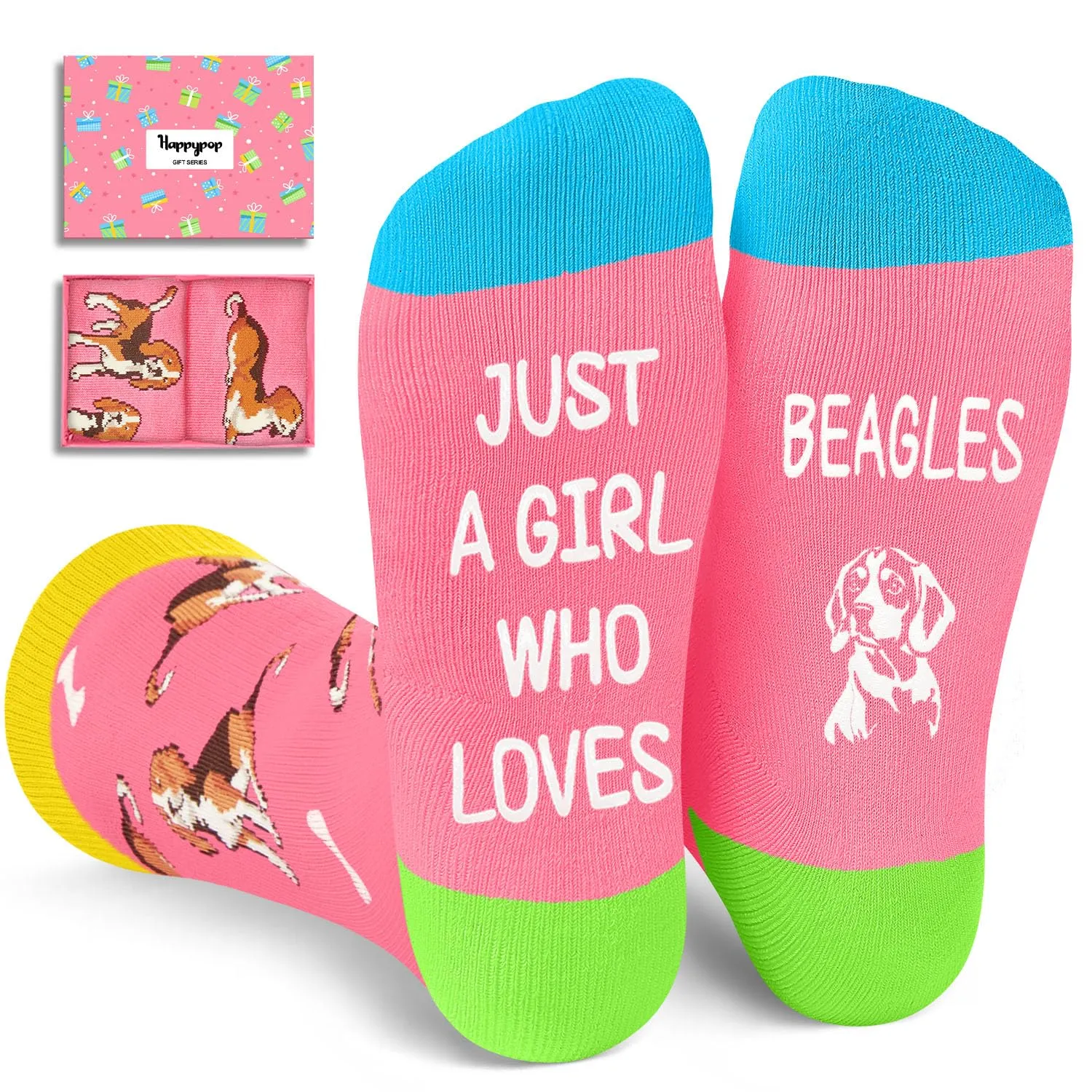 Funny Beagles Socks for Girls - Crazy Beagles Gifts Silly Fun Weird Gifts In Pink