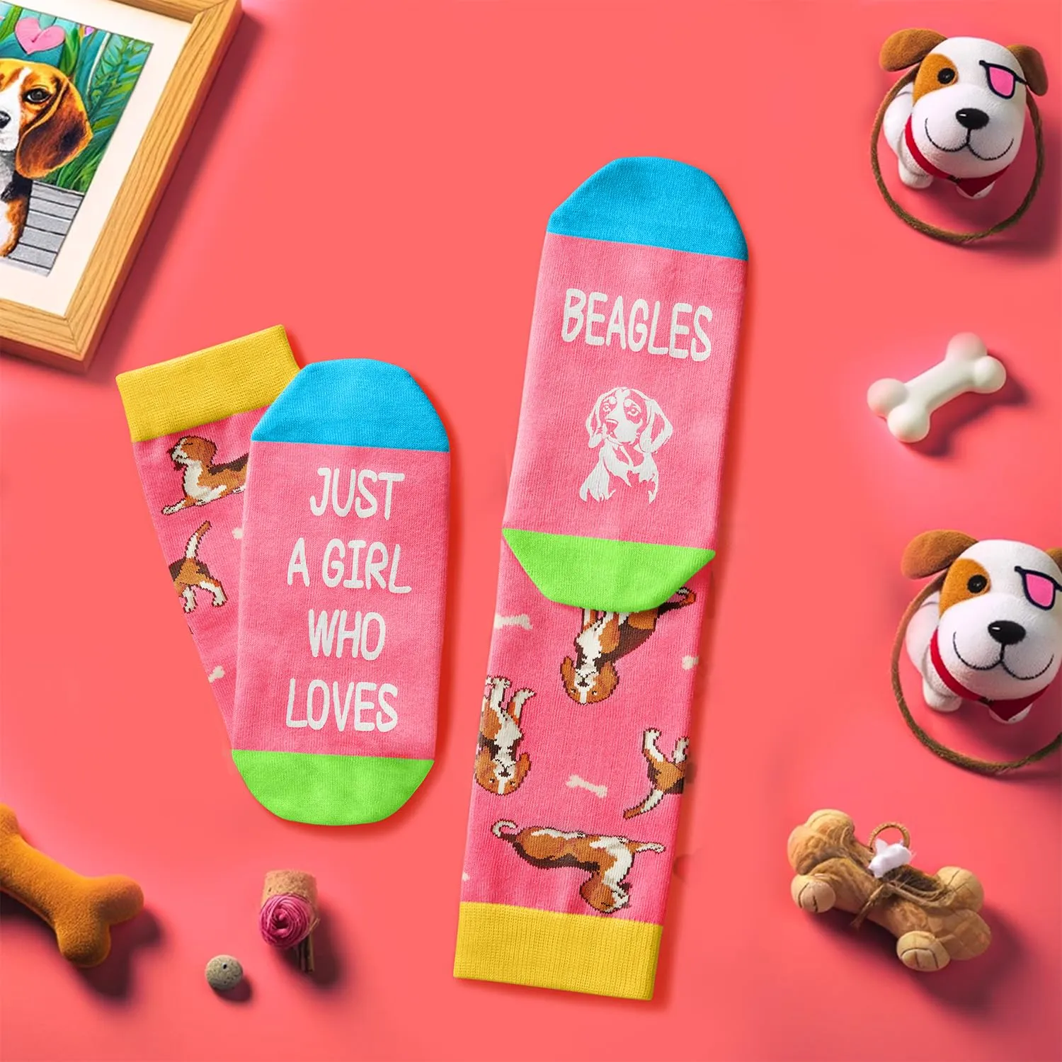 Funny Beagles Socks for Girls - Crazy Beagles Gifts Silly Fun Weird Gifts In Pink