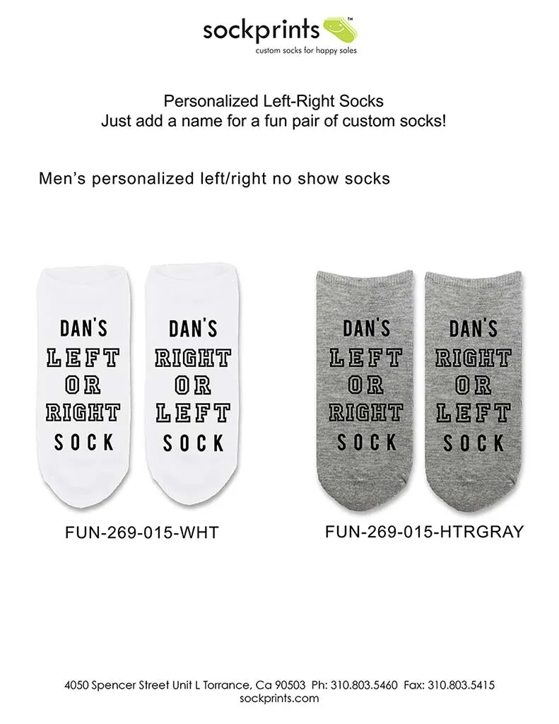 Funny Personalized Socks for Him, Right or Left Footie Socks