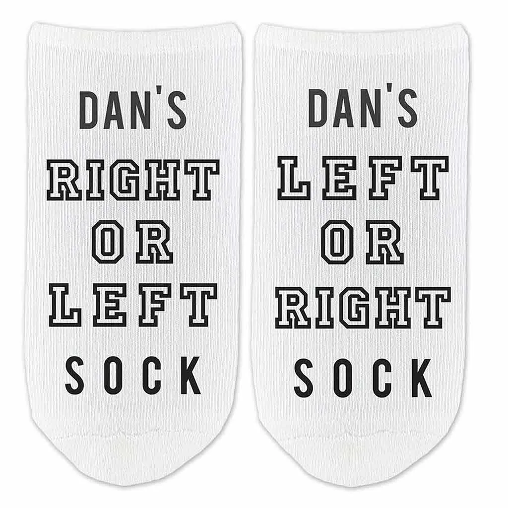 Funny Personalized Socks for Him, Right or Left Footie Socks