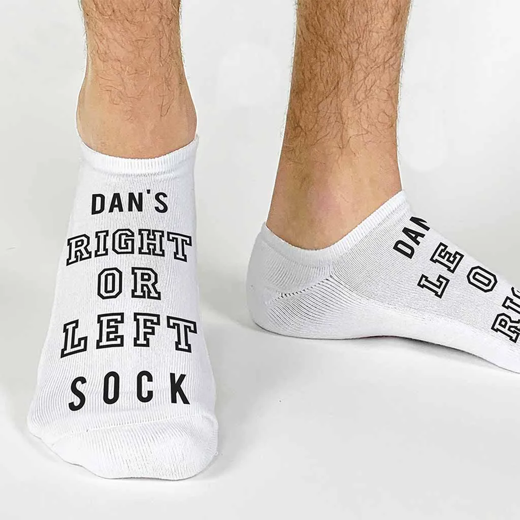 Funny Personalized Socks for Him, Right or Left Footie Socks